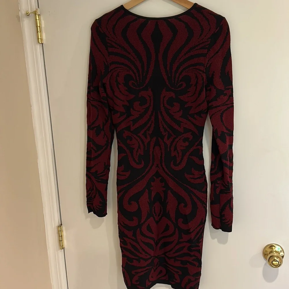 Torn by Ronny Kobo beautiful red and black long sleeve bodycon midi dress M